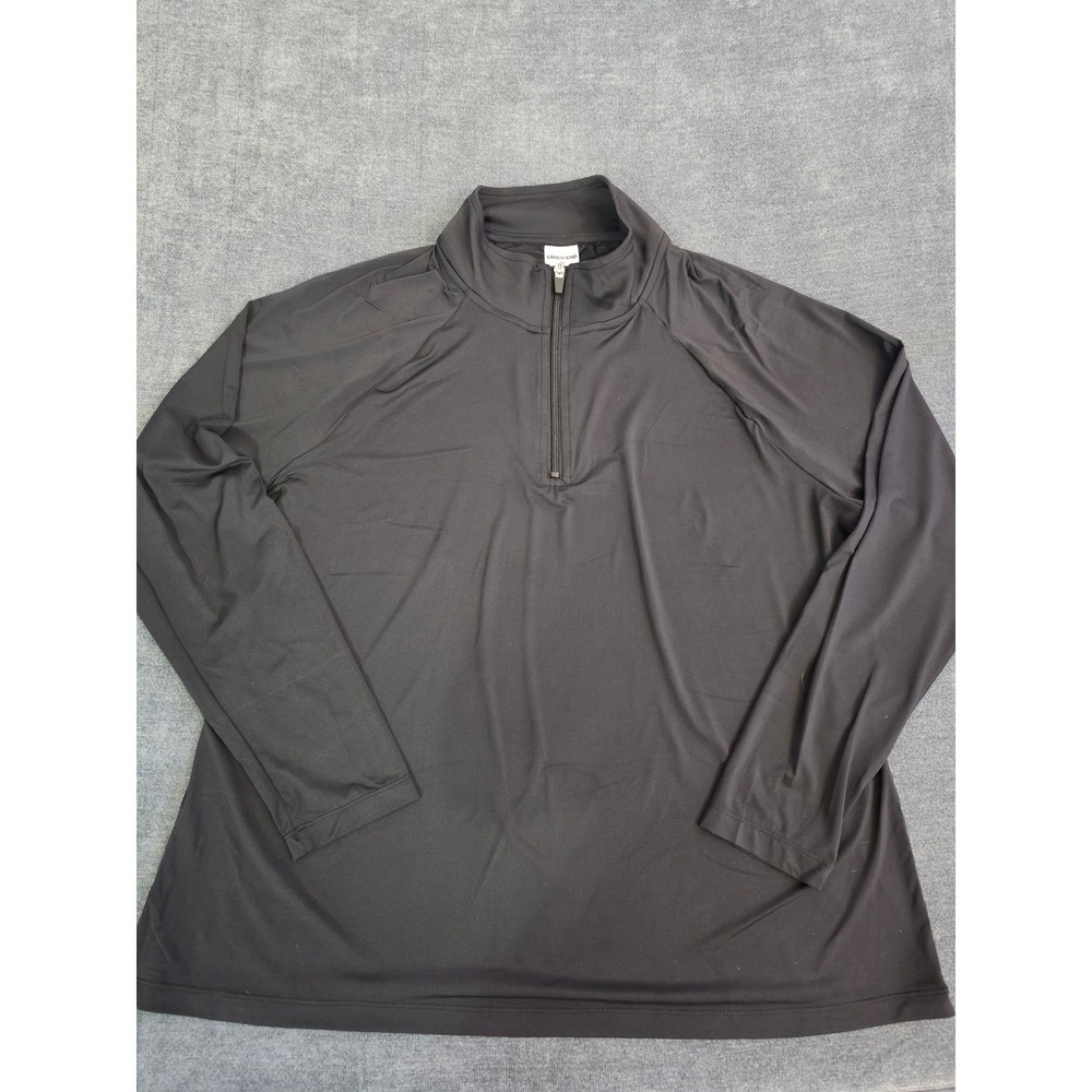 Lands End Womens XXL 20 Black Quarter Zip Pullover Long Sleeve Active Top